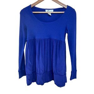 Liberty Luxe Silk Maternity Shirt Baby Doll Scoop Neck Violet Lavender Size M